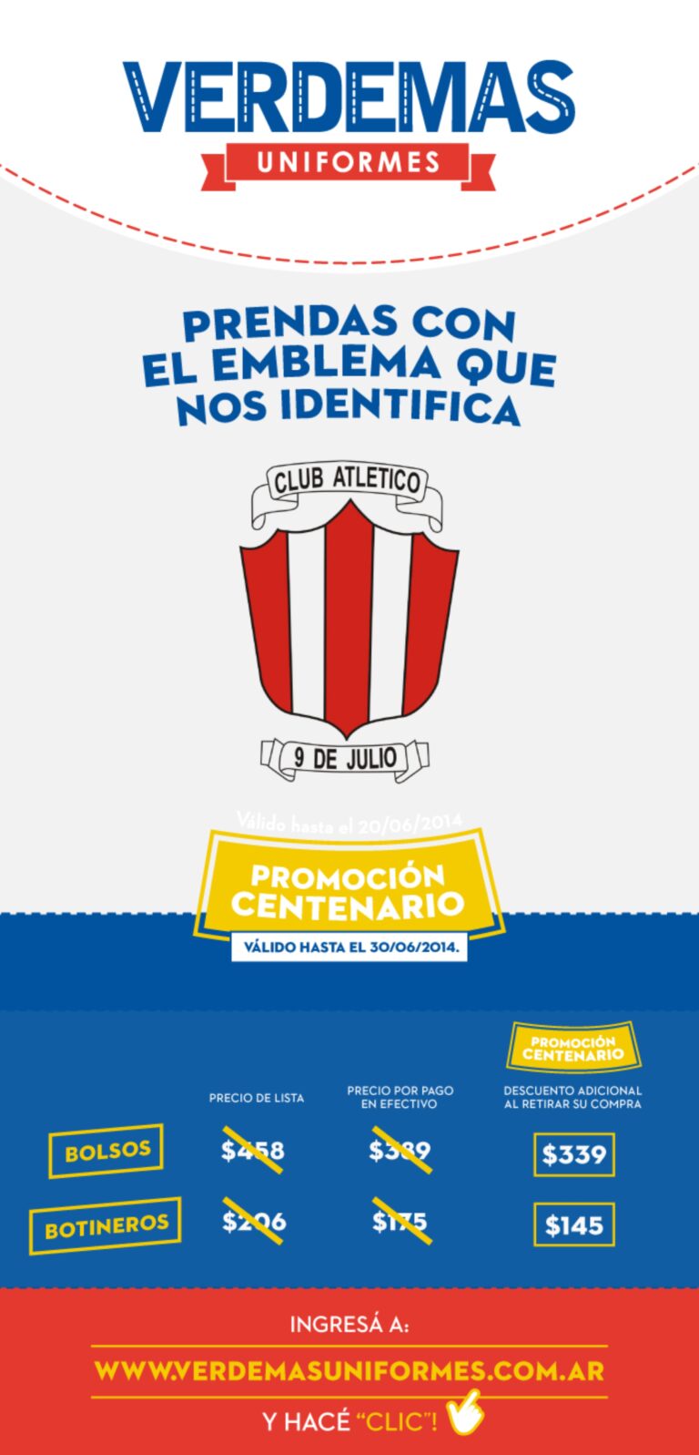 Vestimante deportiva con distintivos del Club Atlético
